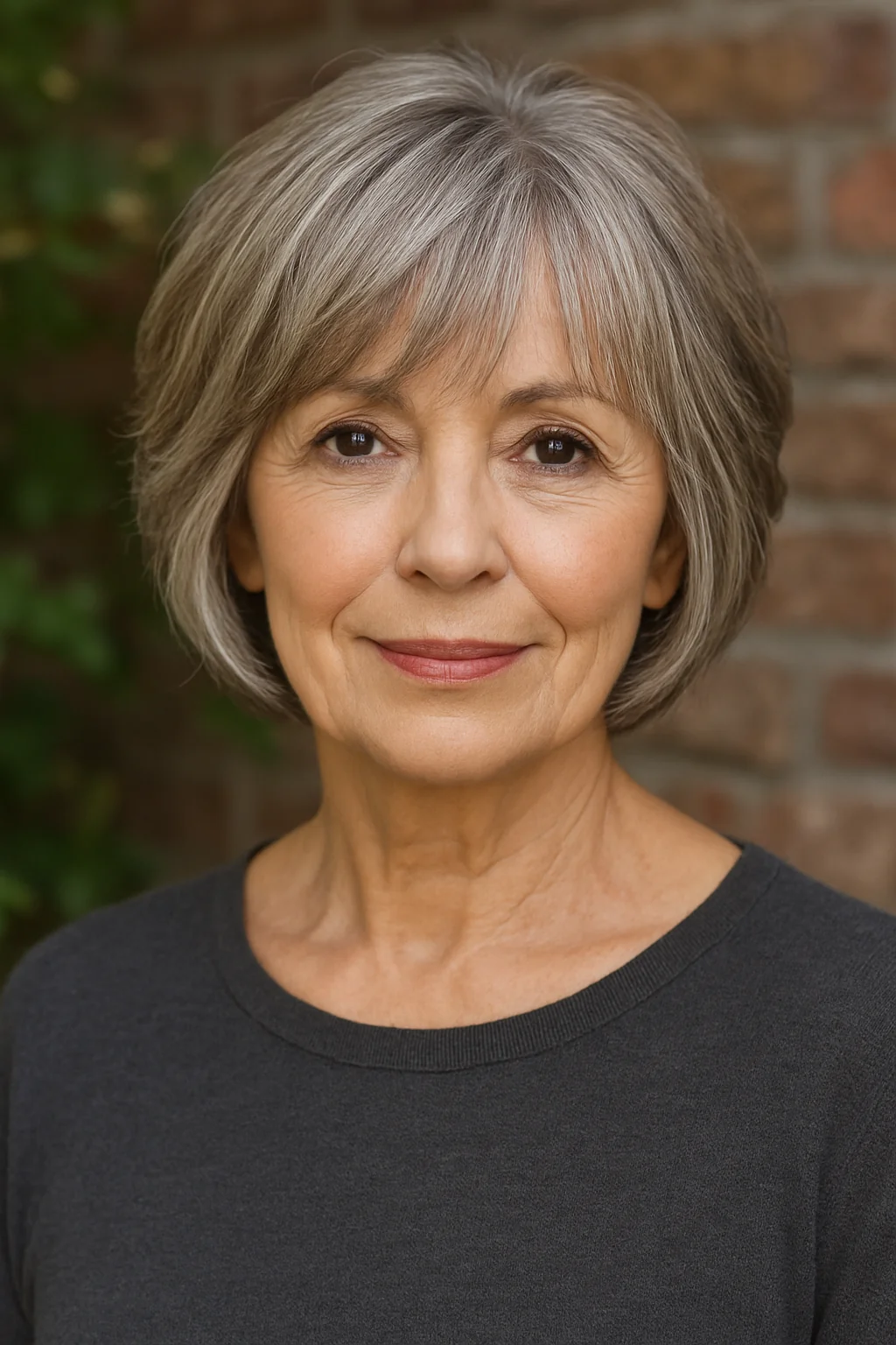 French Layered Bob with Airy Fringe hairstyle for women over 60