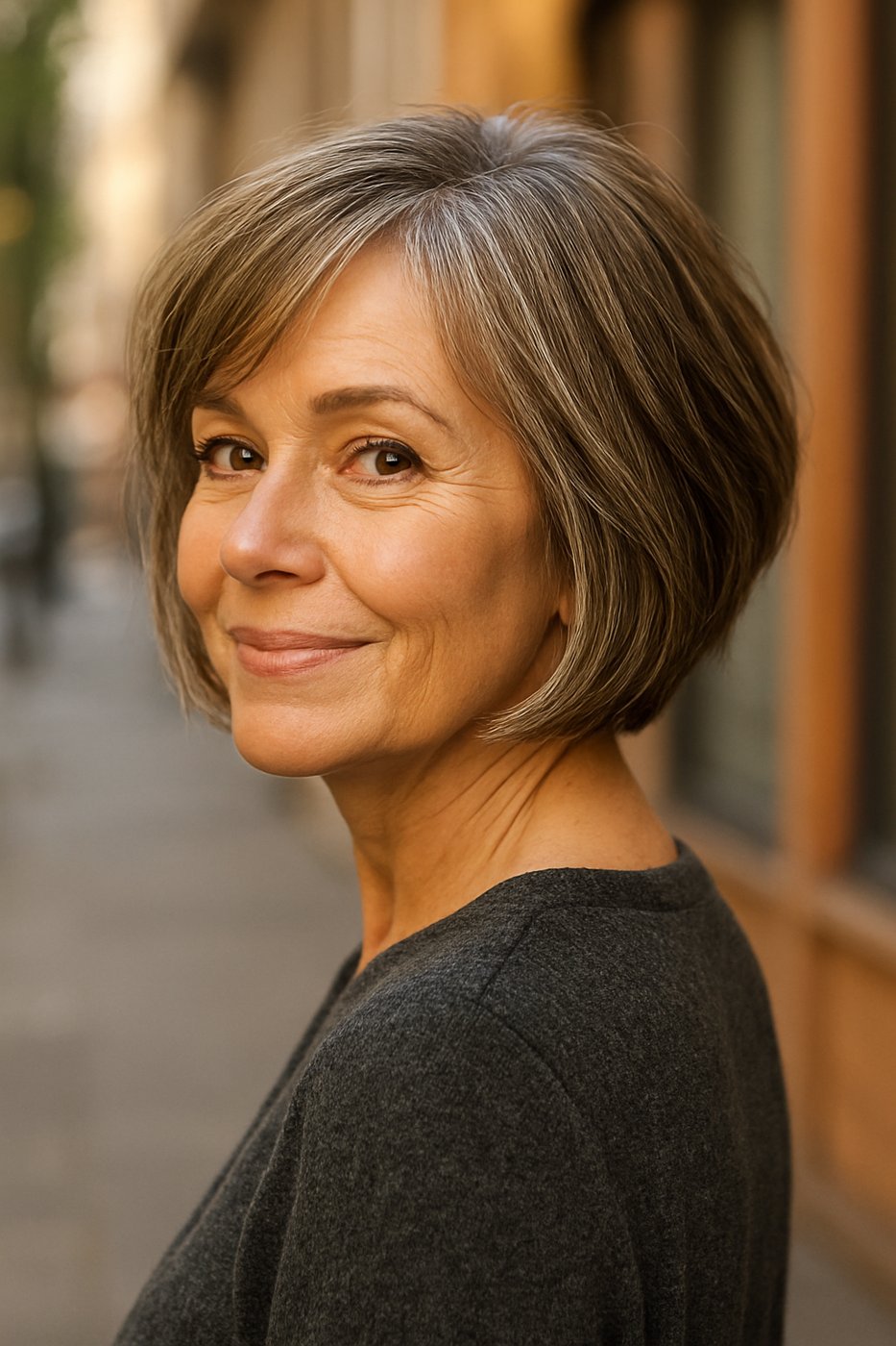 Layered Chin-Length Bob hairstyle for women over 50