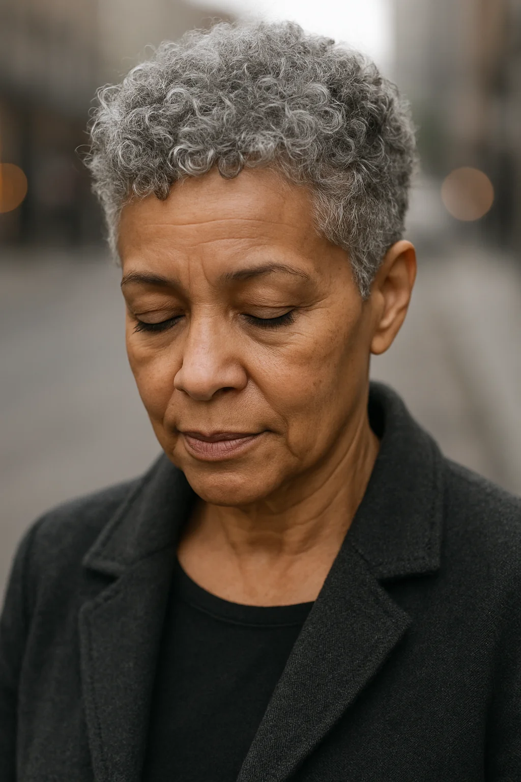 Rounded Curly Crop hairstyle for women over 60