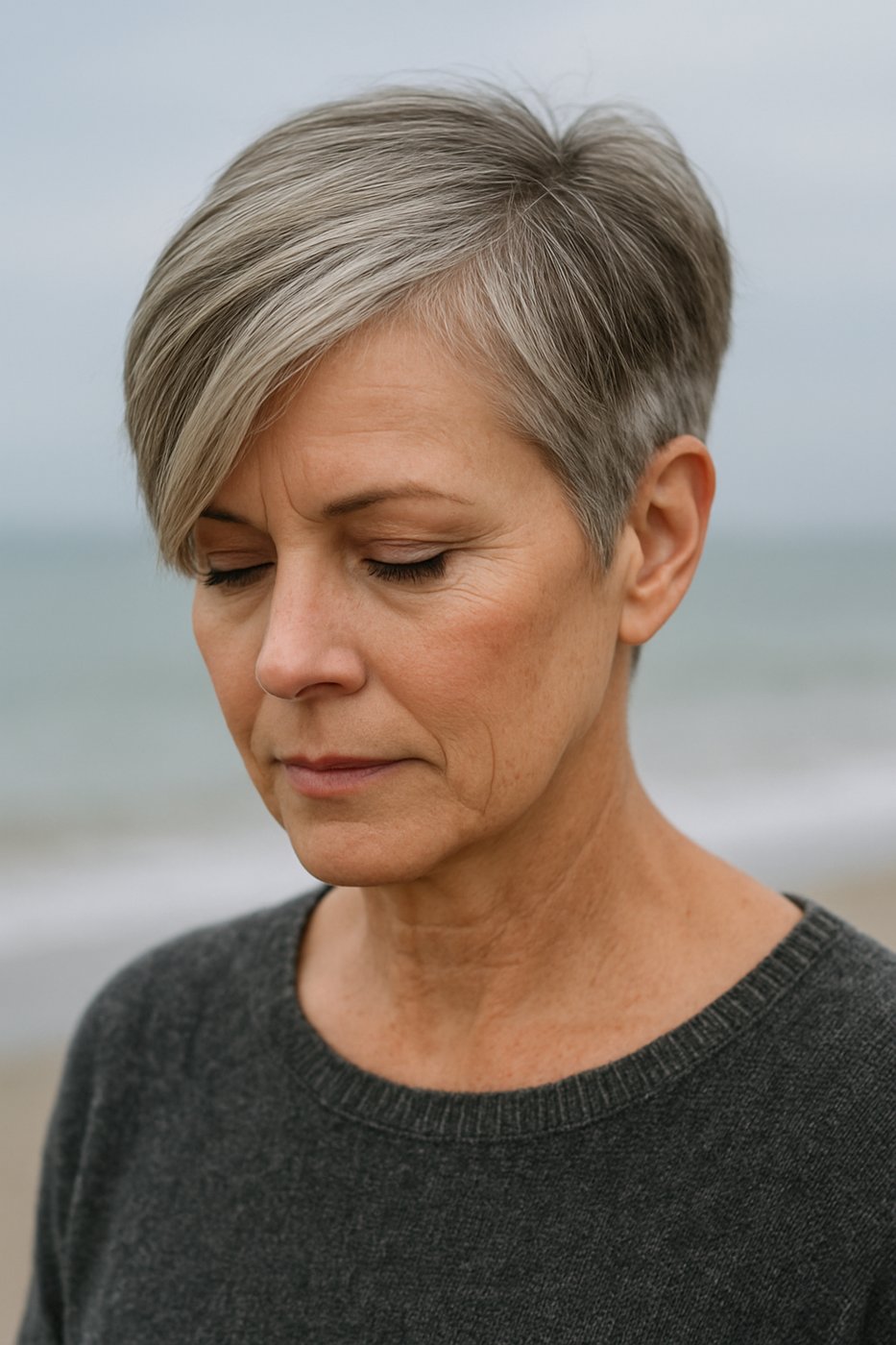 Side-Swept Crop hairstyle for women over 50