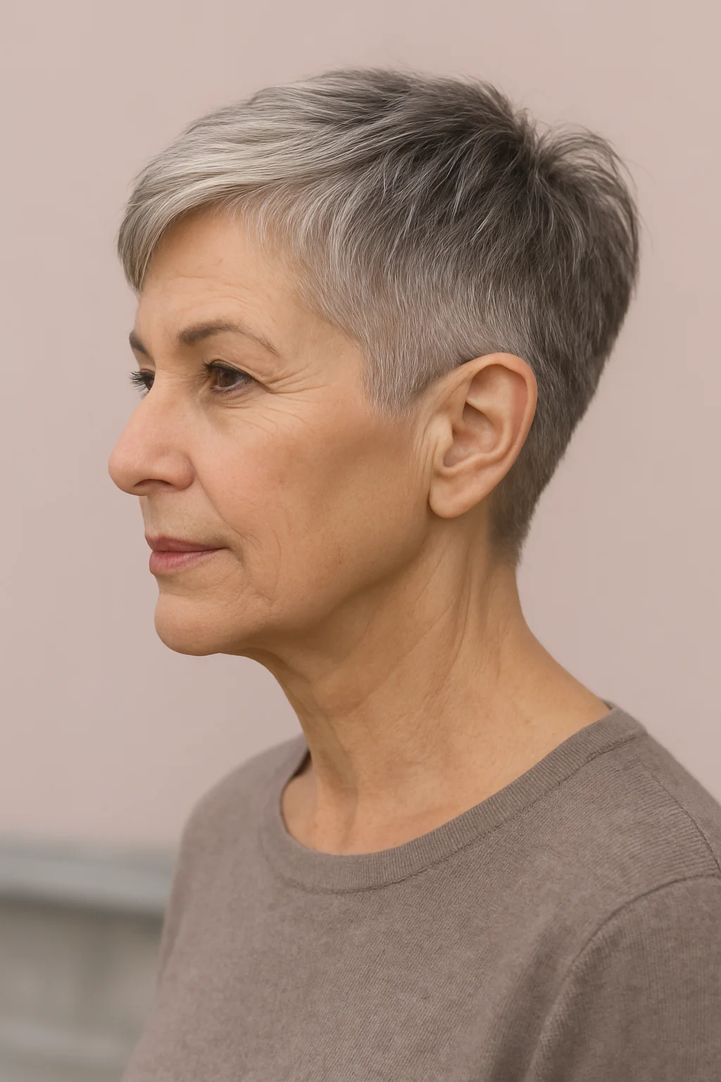 Soft Undercut Crop hairstyle for women over 60