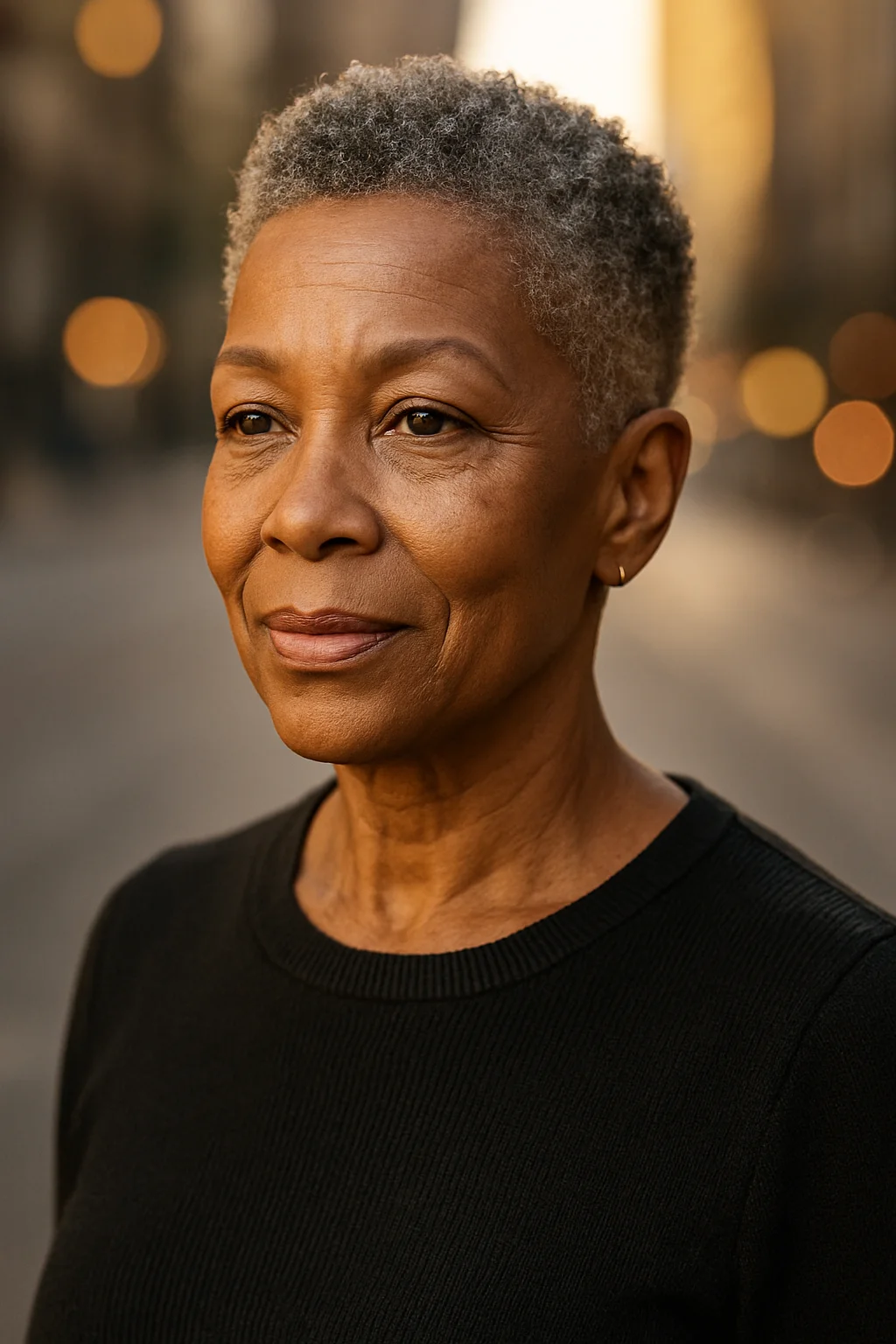 Tight Coil Taper hairstyle for women over 60