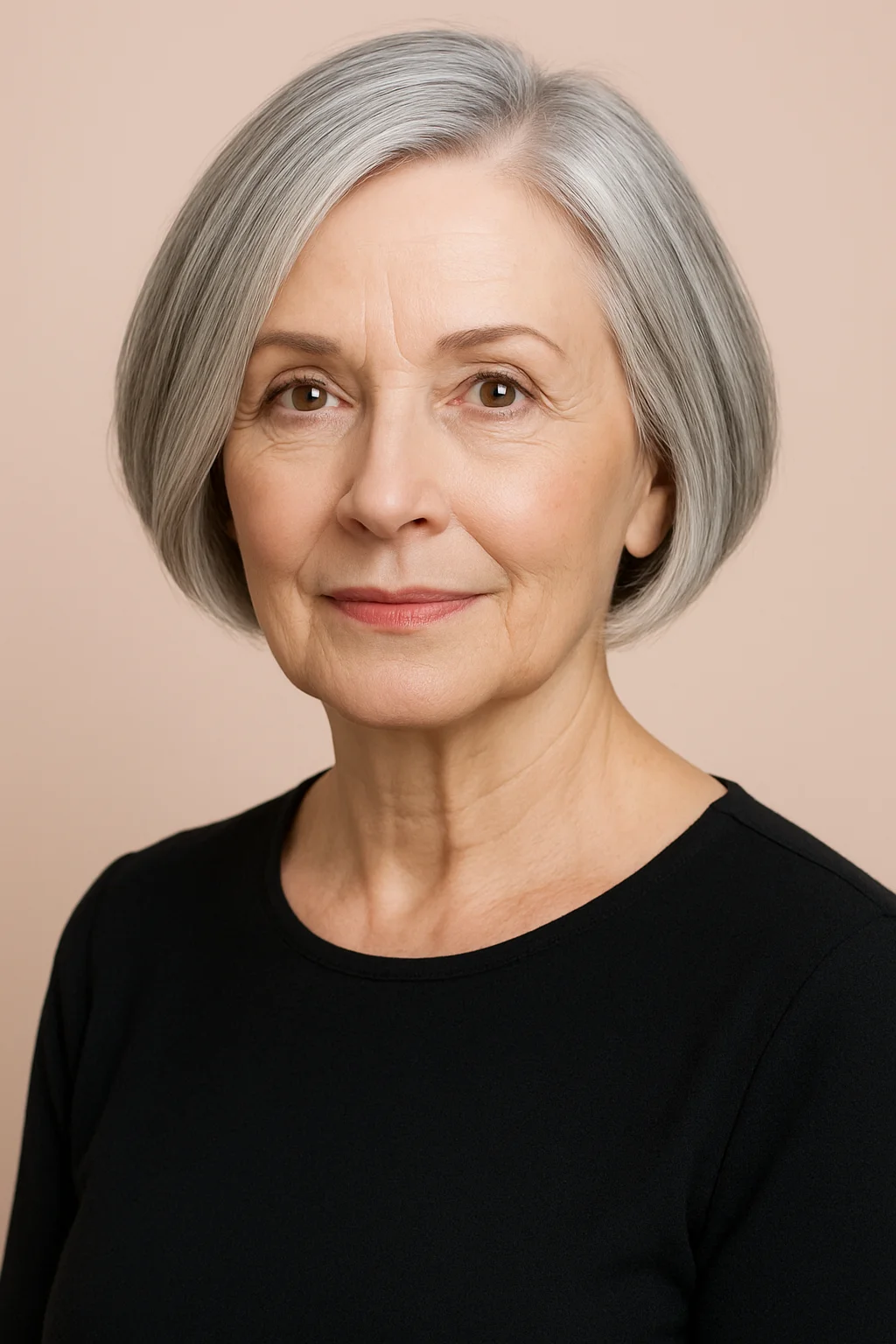 Polished Cropped Bob You Can Tuck hairstyle for women over 60