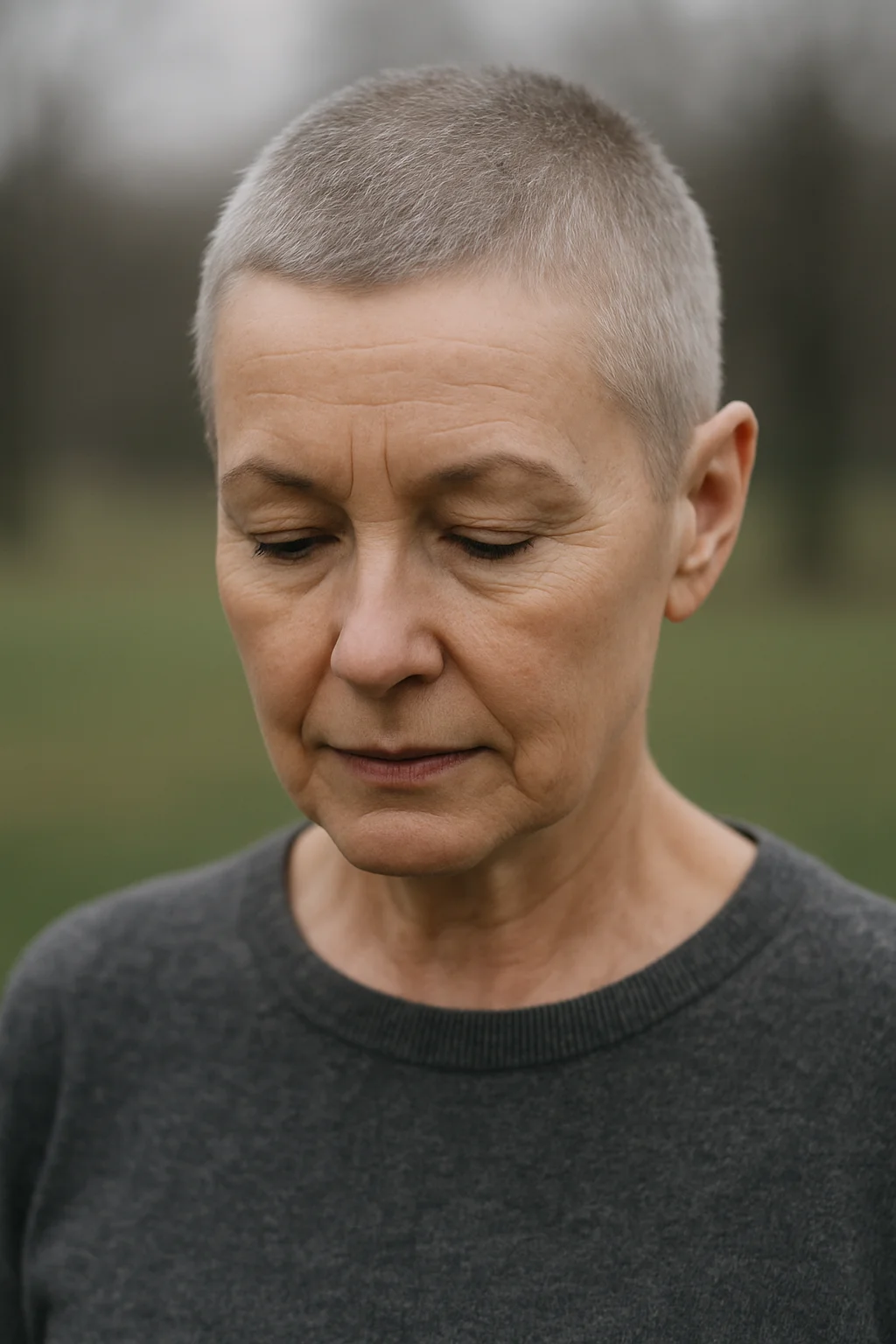 Soft Buzz with Blended Edges hairstyle for women over 60