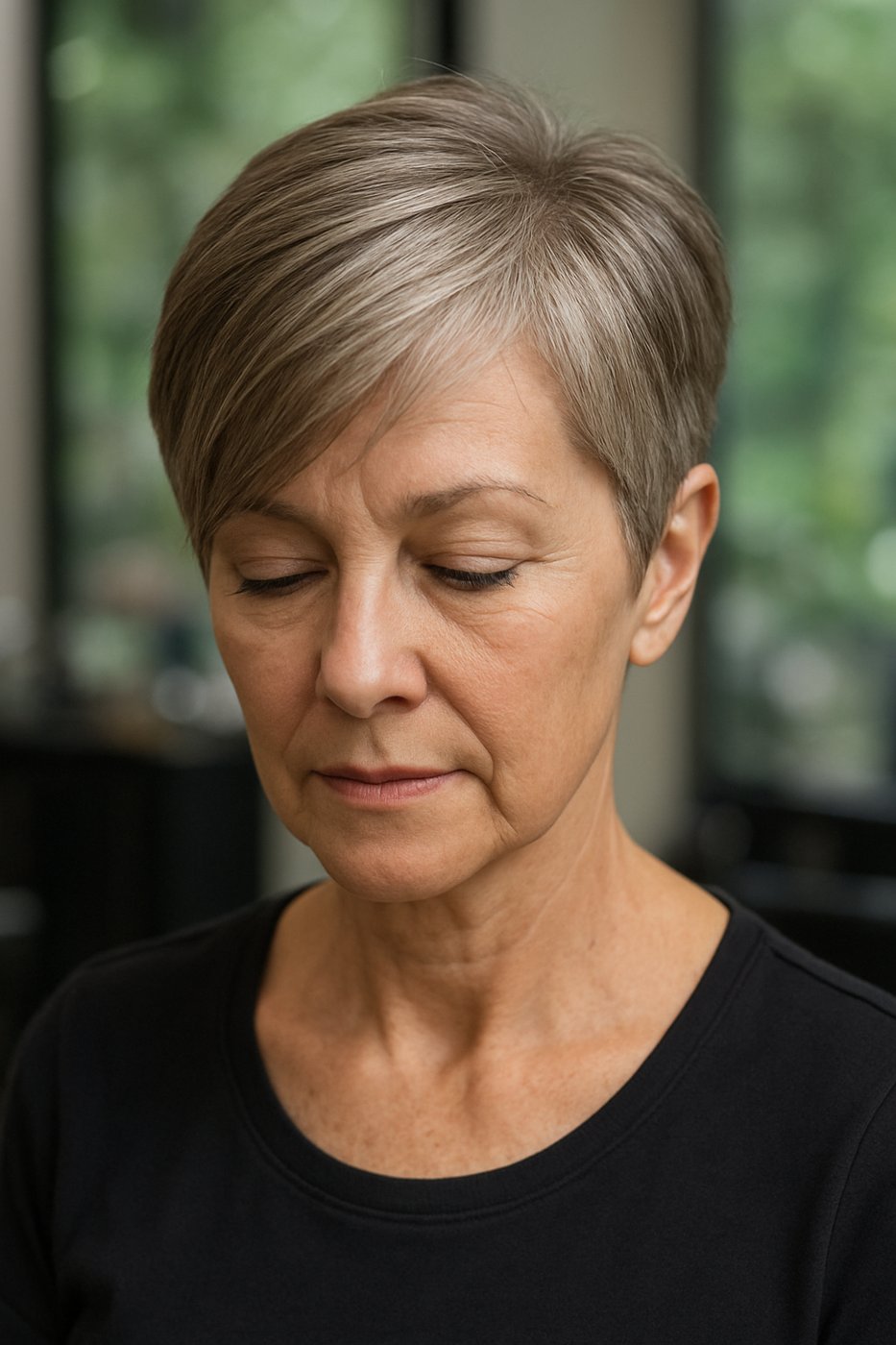 Side-Parted Pixie hairstyle for women over 50
