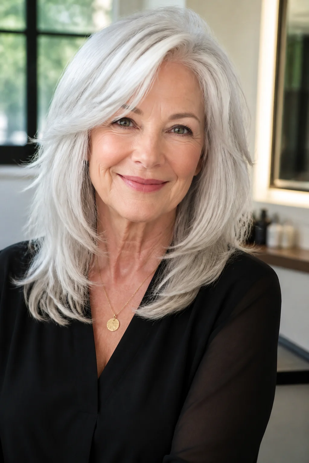 23 Long Gray Hair Layered Haircuts for Women Over 70 To Refresh Your Look